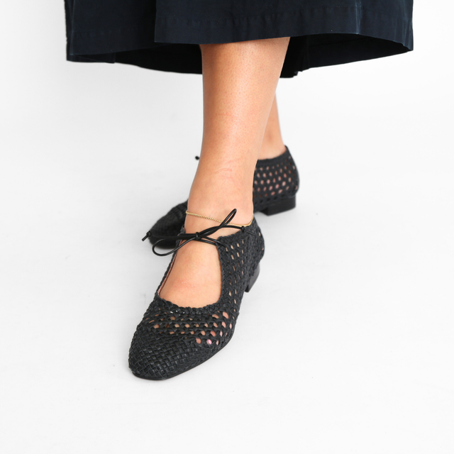 Woven Tie Lady Black Women's Shoes All Black
