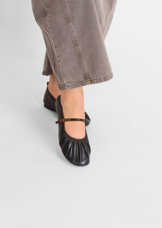 Mila Black Metallic Women's Shoes Flats Ayalla