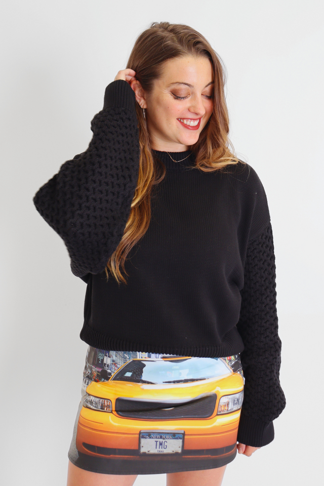 Vegan Sweater Black Women's Tops Cossac