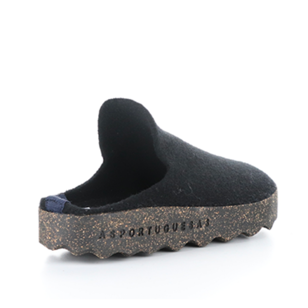 Women's sustainable Fall wool mule COME BLACK by Asportuguesas