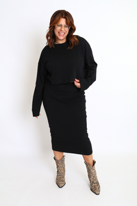 Midi Skirt Black Women's Bottoms Skirt Cossac