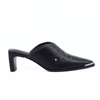 Roxi Metal Tip Mule Black Leather Women's Shoes Heels Free People