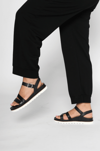 Cass Black Women's Sandals Platforms Aetrex