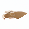 Side Bow Mule Beige Women's Shoes Heels All Black