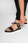 Cass Black Women's Sandals Platforms Aetrex