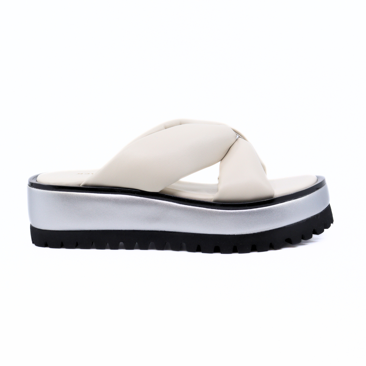 Geisha Ivory/Silver Women's Sandals Platforms All Black