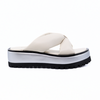 Geisha Ivory/Silver Women's Sandals Platforms All Black