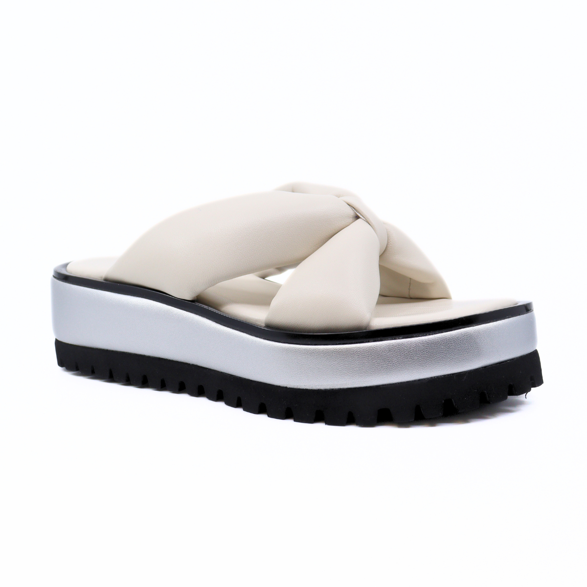 Geisha Ivory/Silver Women's Sandals Platforms All Black