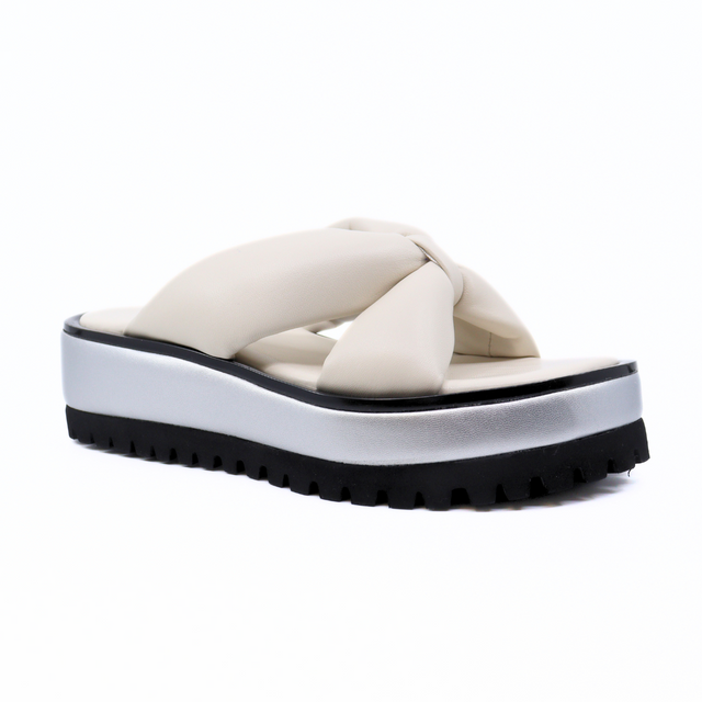 Geisha Ivory/Silver Women's Sandals Platforms All Black