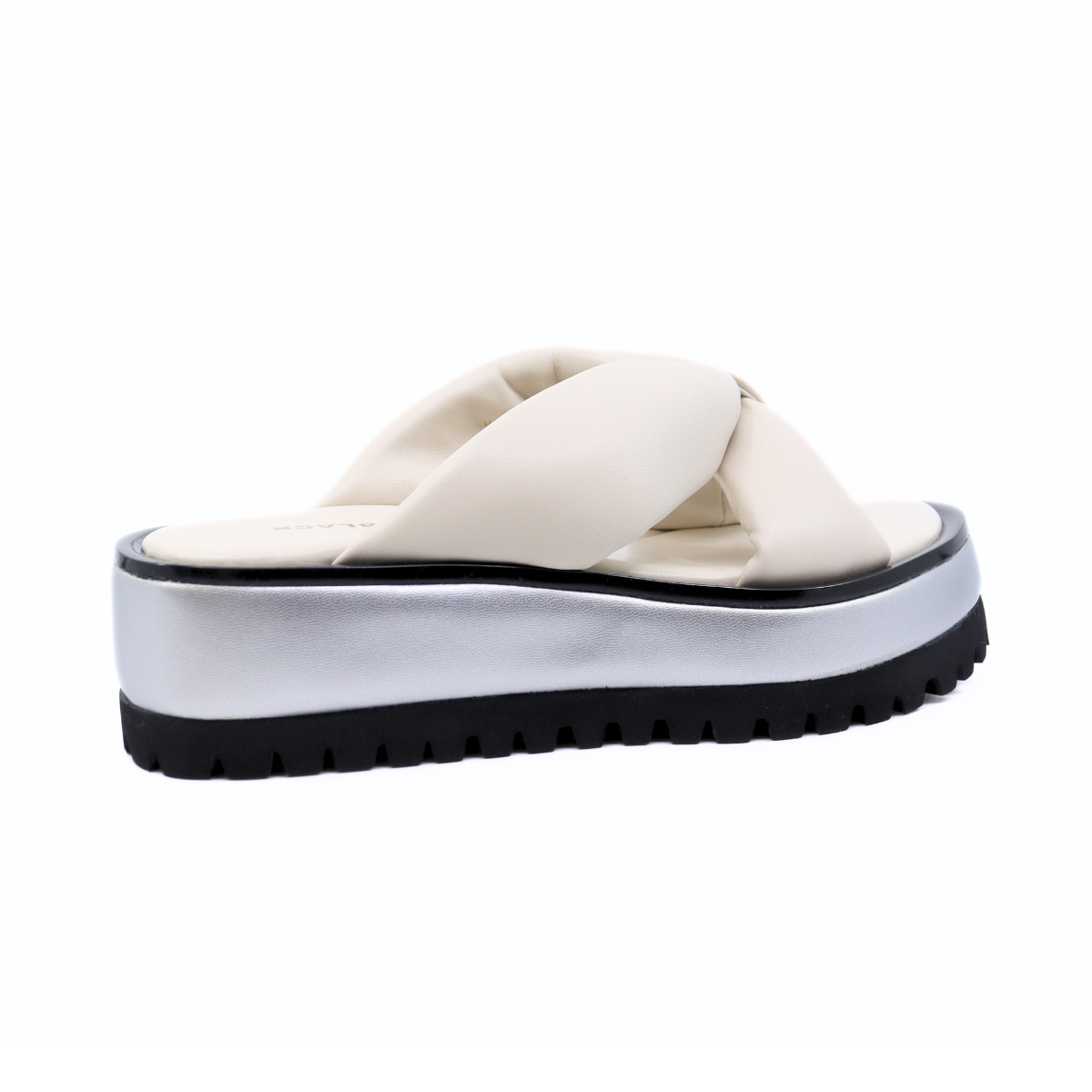 Geisha Ivory/Silver Women's Sandals Platforms All Black