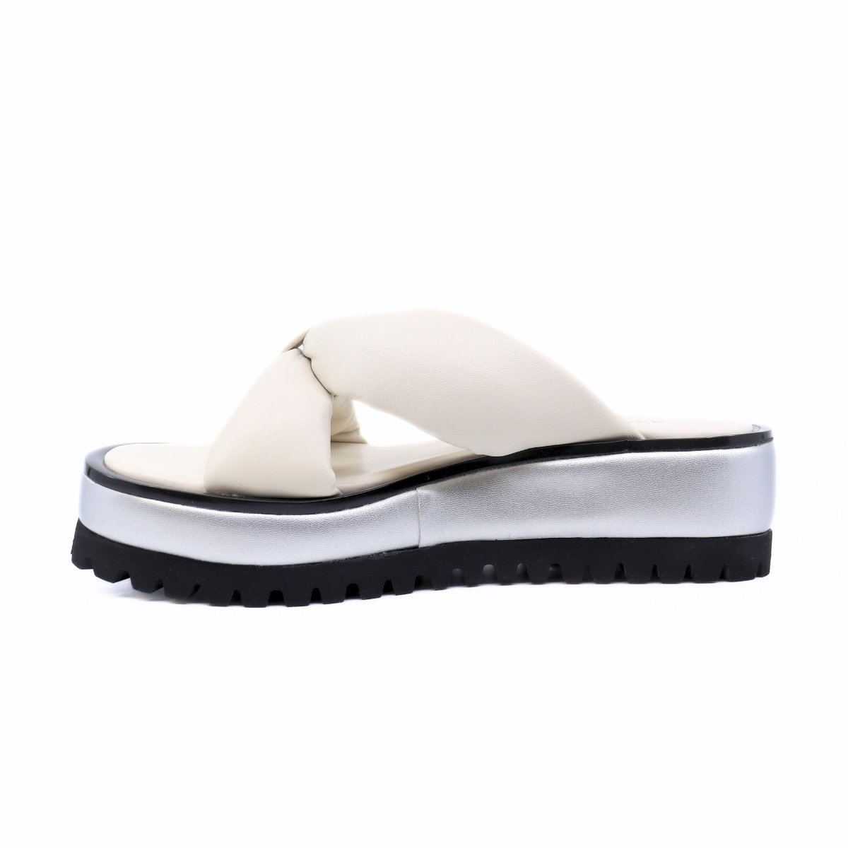 Geisha Ivory/Silver Women's Sandals Platforms All Black