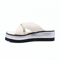 Geisha Ivory/Silver Women's Sandals Platforms All Black