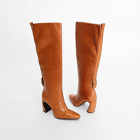 Date Night Tall Boot Tan Leather Women's Boots Heels Free People