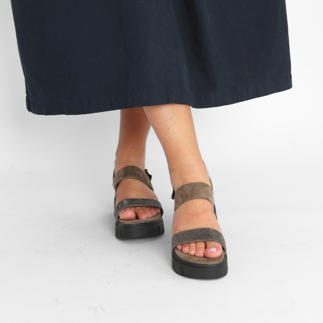 Colleen Dark Taupe Silk Suede