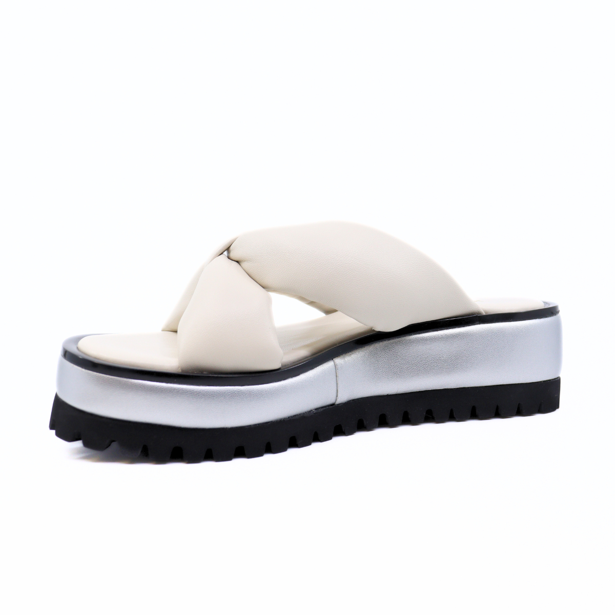 Geisha Ivory/Silver Women's Sandals Platforms All Black