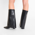 Maralyn Foldover Black Women's Boots Heels Bianco