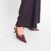 Kristin Kitten Burgundy Patent Women's Shoes Heels Bianco