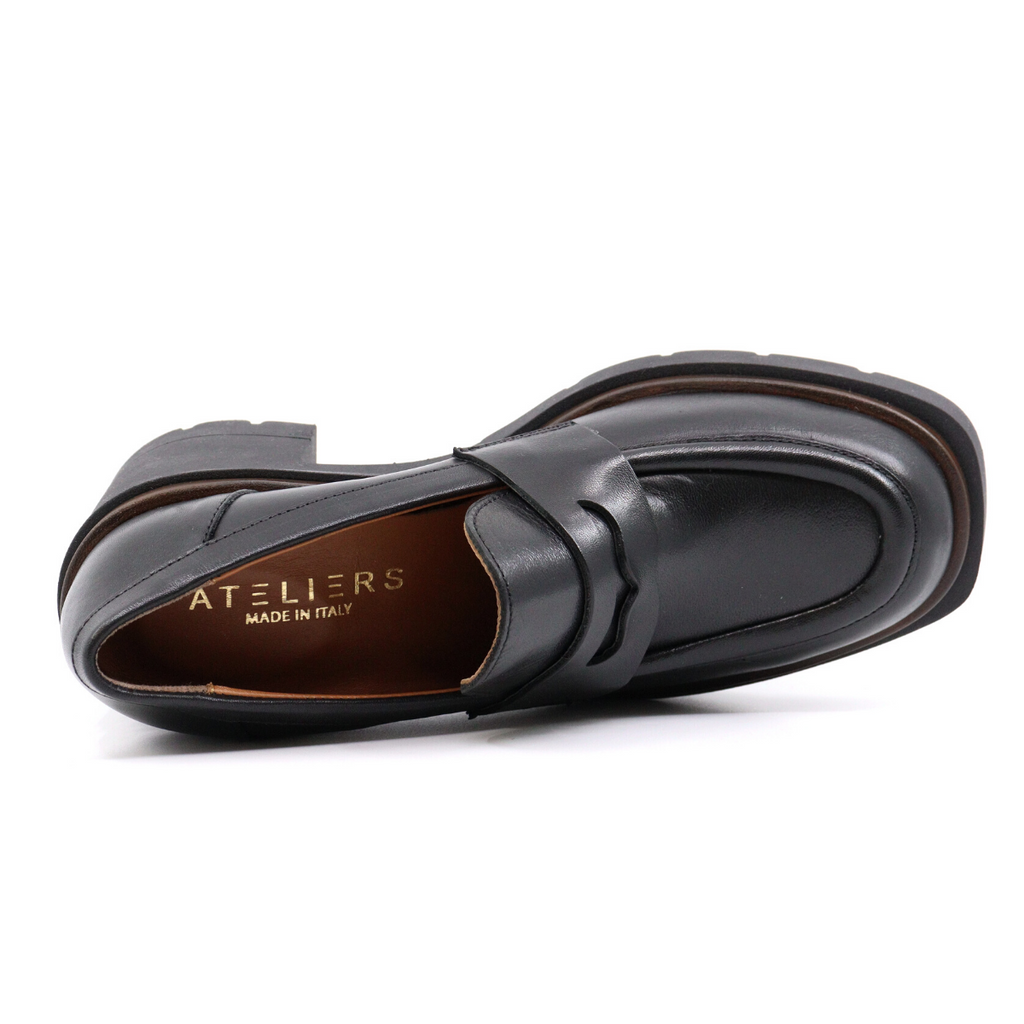 Women's chunky heeled loafer TATE BLACK by ATTELIERS