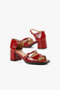 Women's red leather block heel sandal Double Jane OT Red