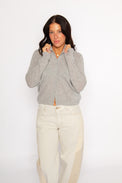 Sloane Cashmere Crewneck Cardigan Heather Grey Women's Tops One Grey Day