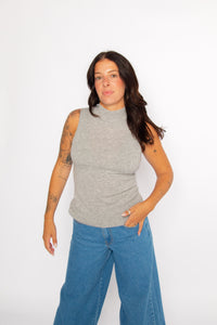 Amari Rib Cashmere Tank Heather Grey