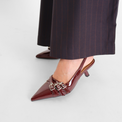 Kristin Kitten Burgundy Patent Women's Shoes Heels Bianco