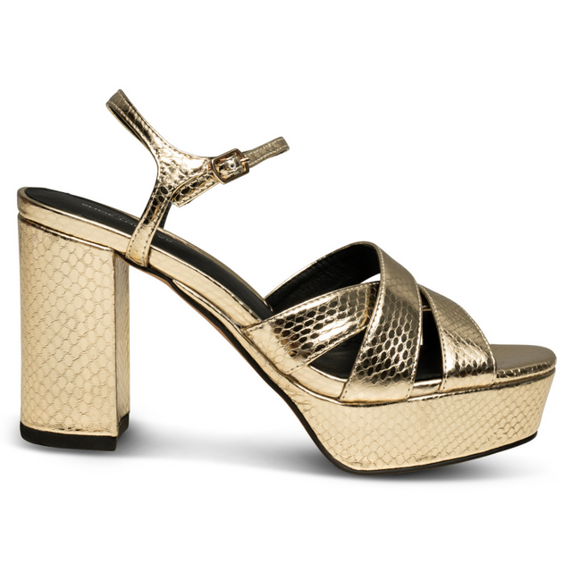 Nova Strap Leather Gold Women's Sandals Heels Shoe the Bear    