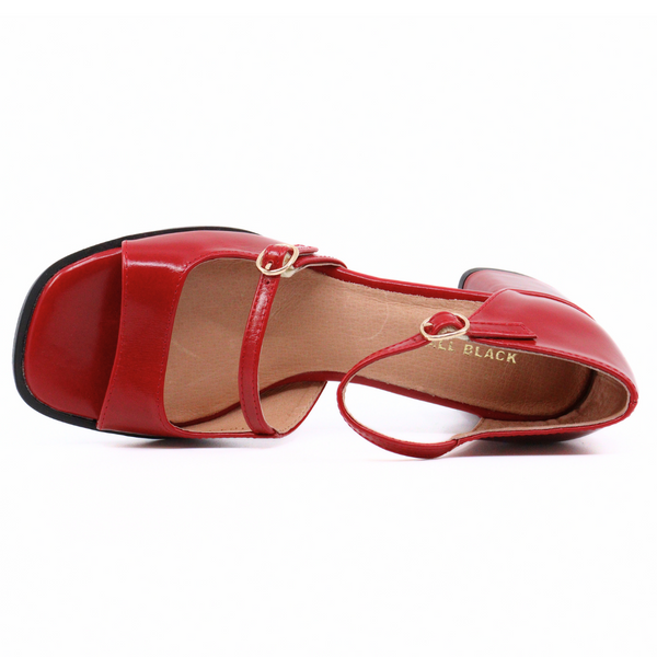 Double Jane OT Red Women's Sandals Heels All Black    