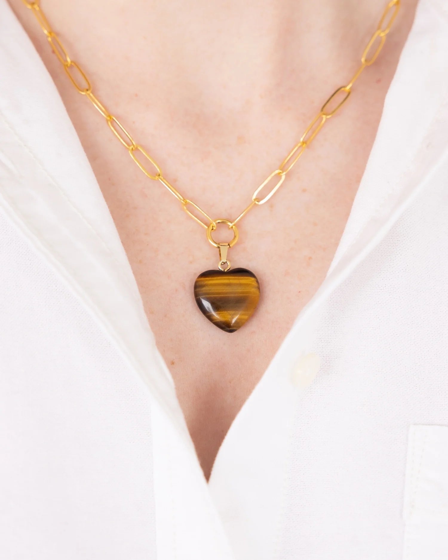 Audrey Heart Necklace Tigers Eye Gifts + Accessories Jewelry Susan Shaw