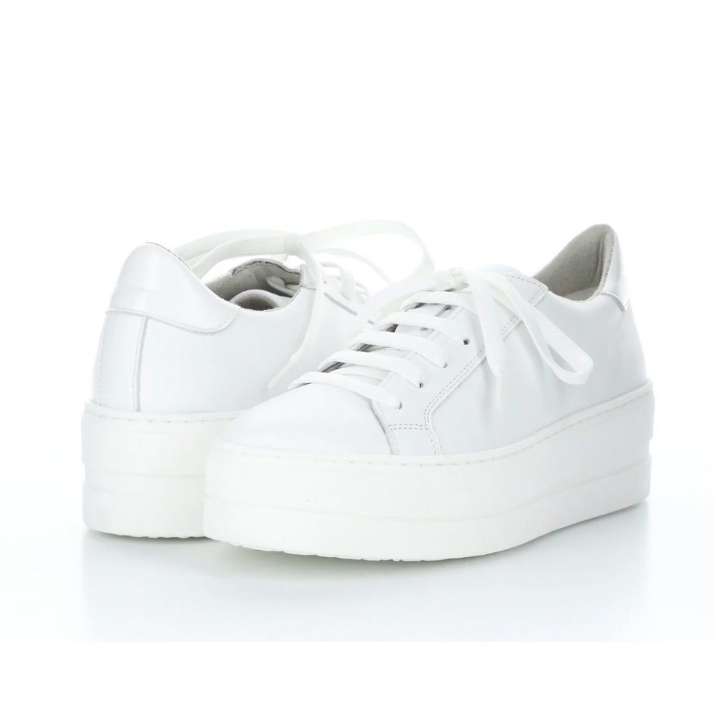 women's Maya white platform leather lace up sneaker by Bos & Co