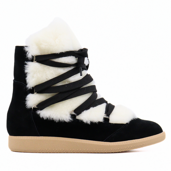 Women's lace-up bootie LADY SHERPA BLACK byALL BLACK