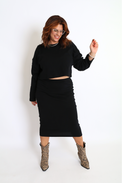 Midi Skirt Black Women's Bottoms Skirt Cossac