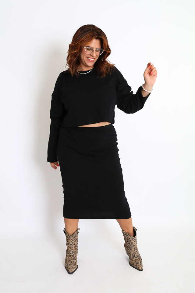 Midi Skirt Black Women's Bottoms Skirt Cossac