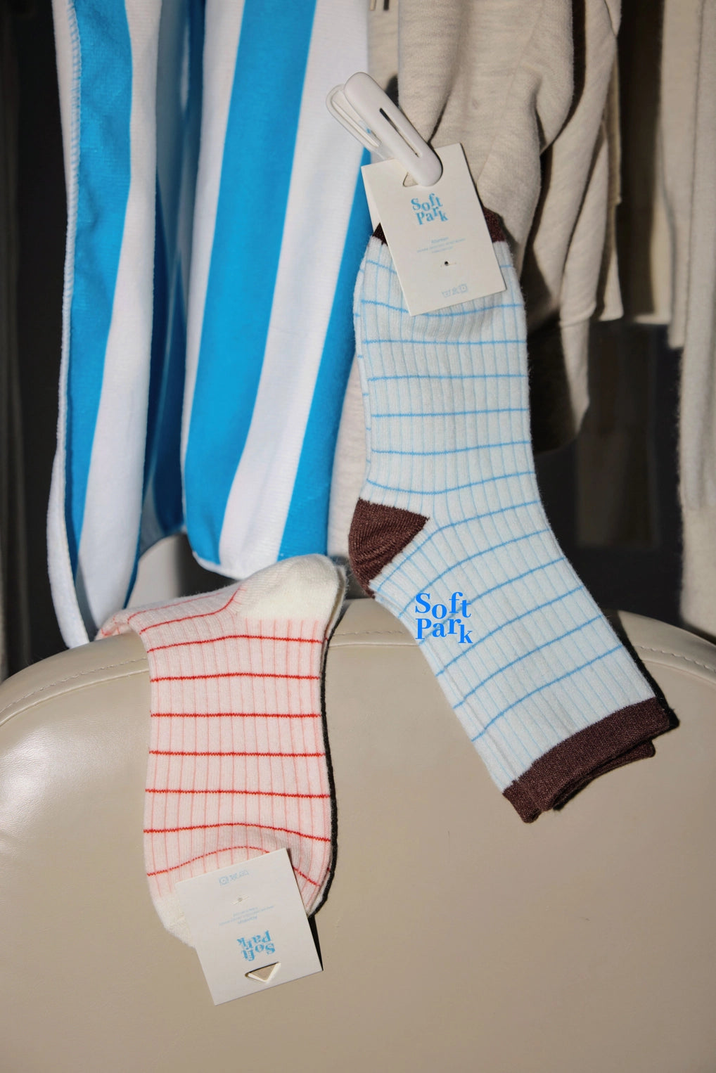 Retro Striped Socks Blue/Pink Gifts + Accessories Socks Soft Park