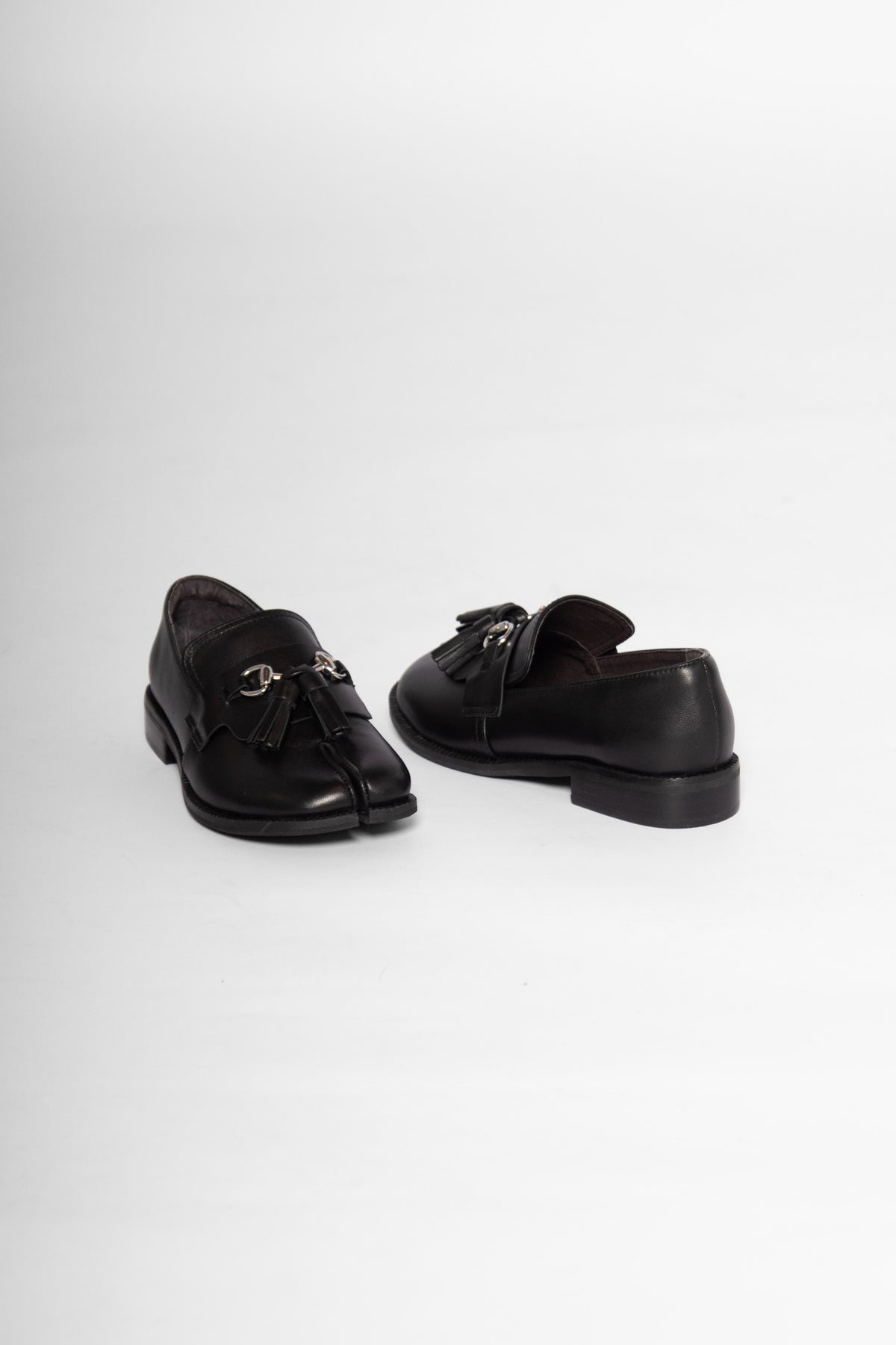 Tassel Split Black Women's Shoes Loafers All Black