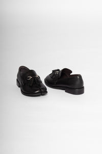 Tassel Split Black Women's Shoes Loafers All Black