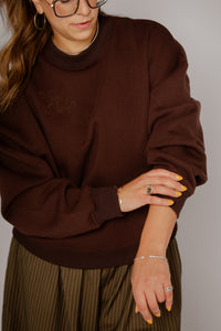 Fawn Embroidered Sweatshirt Brown Plum