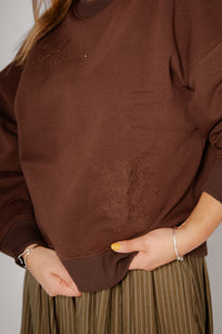 Fawn Embroidered Sweatshirt Brown Plum