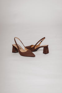 Biamaralyn Suede Slingback Dark Brown