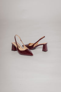 Biamaralyn Slingback Croco Patent Women's Shoes Heels Bianco