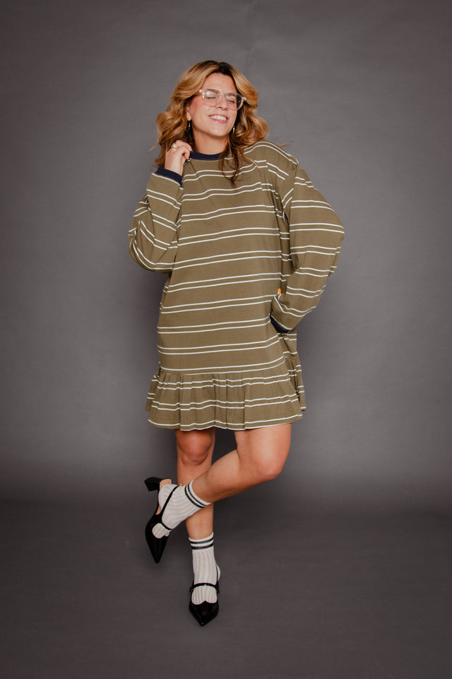 Felicity Dress Green Stripe Women's Dresses Muse Assembly