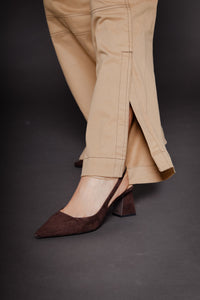 Biamaralyn Suede Slingback Dark Brown