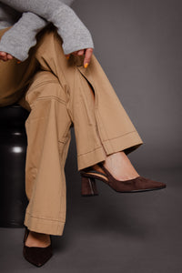 Biamaralyn Suede Slingback Dark Brown