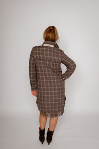 Plaid Flannel Crystal Fringe Shirtdress Huckleberry Women's Dresses Theo