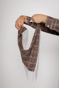 Plaid Flannel Embellished Scarf Huckleberry