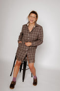 Plaid Flannel Crystal Fringe Shirtdress Huckleberry Women's Dresses Theo