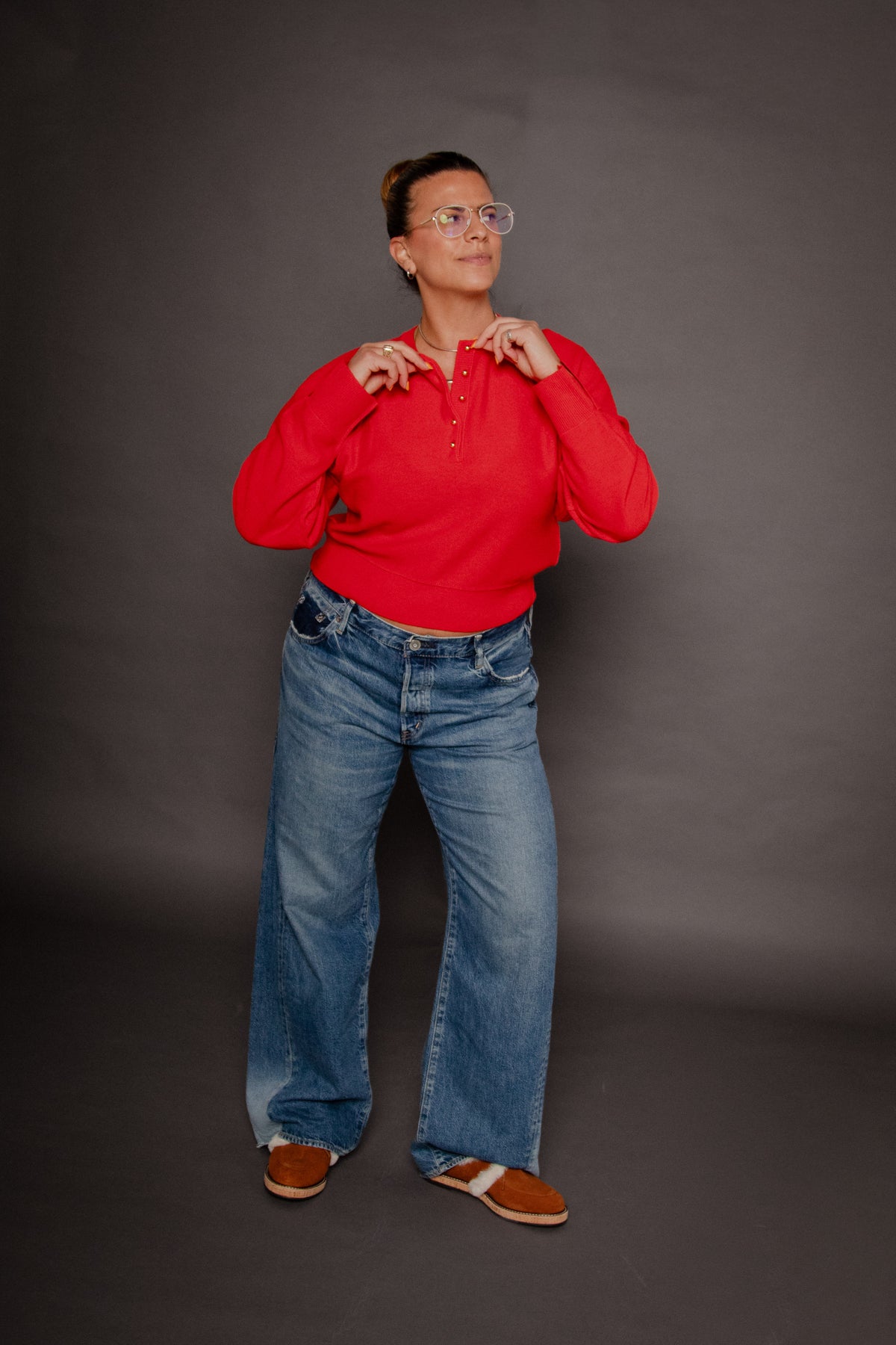 Mv Henry Knit Po Red Women's Tops Moussy Denim
