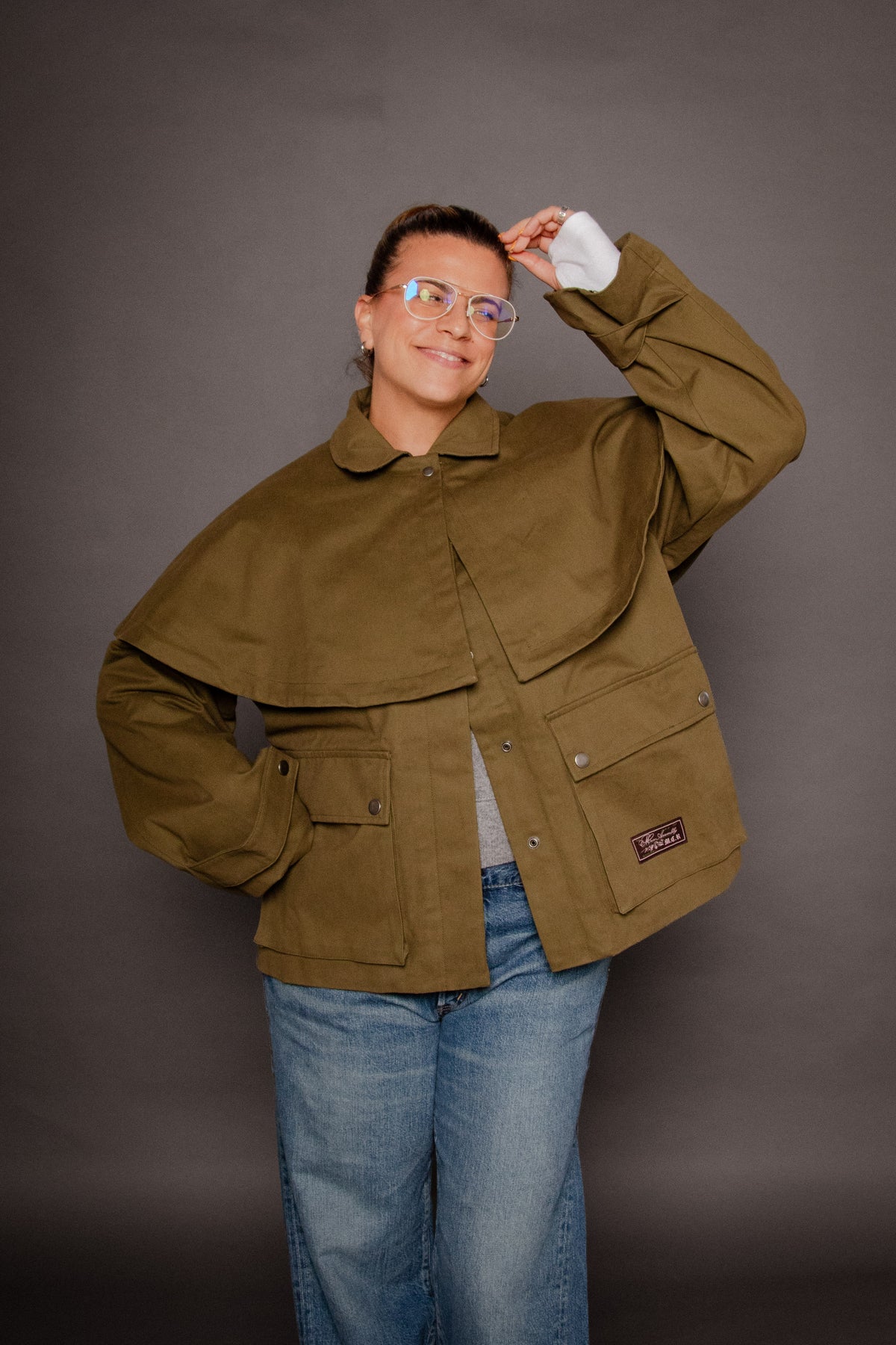 Bonnie Cape Jacket Green Women's Tops Outerwear Muse Assembly