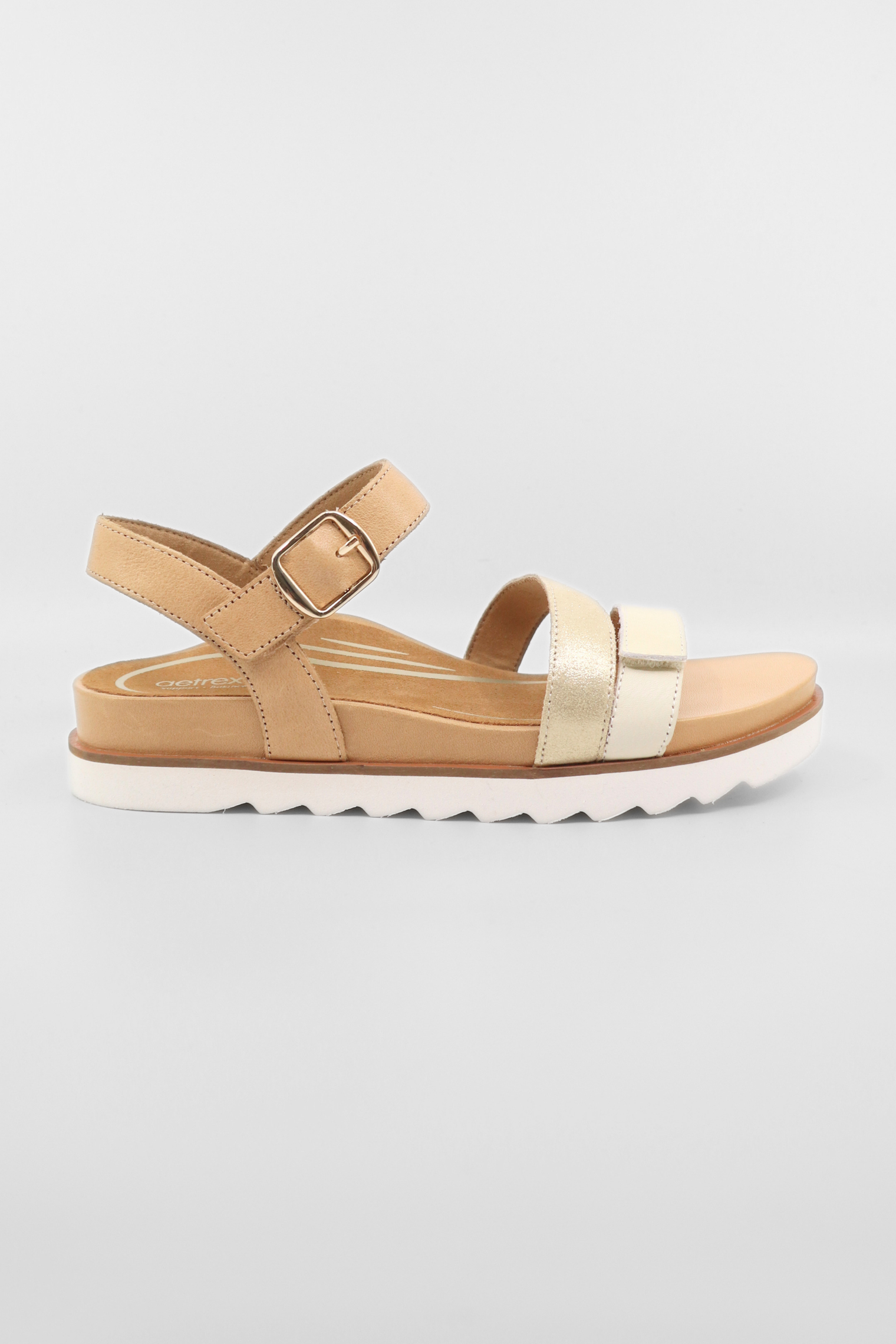 Cass Champagne Multi Women's Sandals Platforms Aetrex