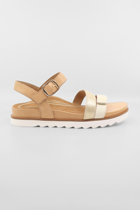 Cass Champagne Multi Women's Sandals Platforms Aetrex